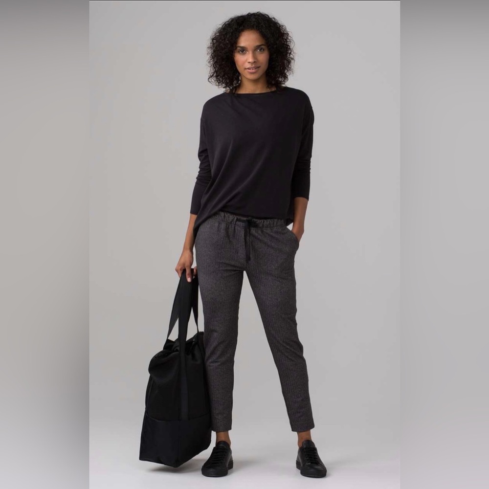 Lululemon Jet Crop Slim Pants Herringbone Heathered Black 4